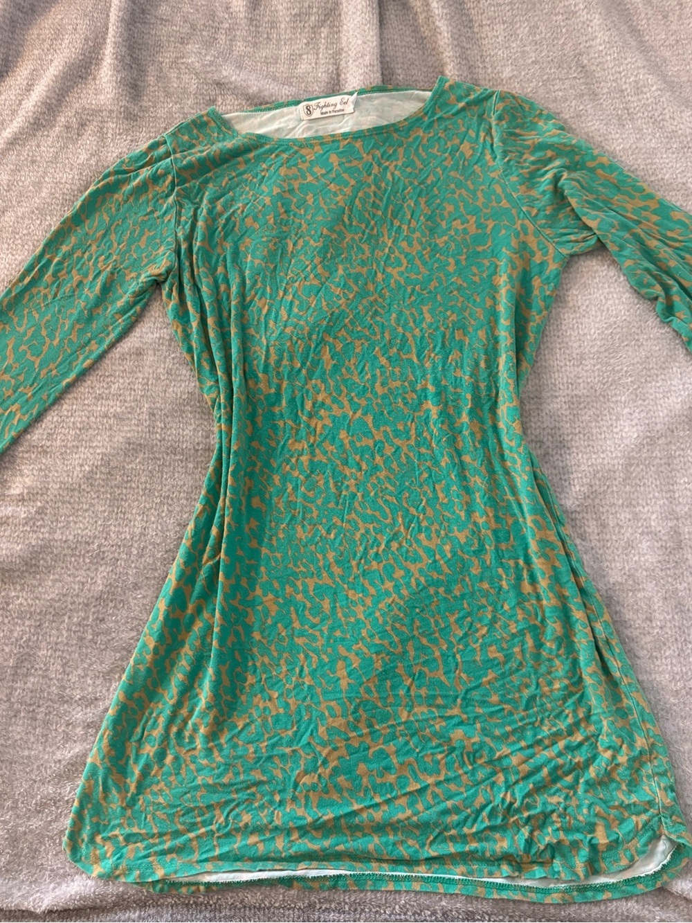 Fighting Eel Green & Tan Patterned Midi Dress